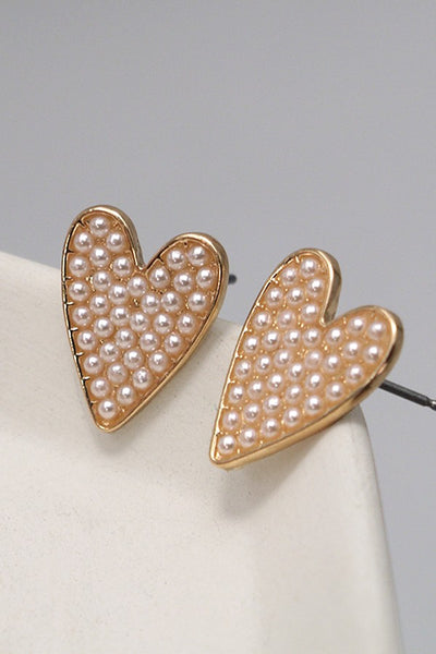 HEART PEARL STUD EARRINGS | 80E3080