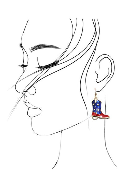 FOURTH OF JULY BOOT STAR WESTERN EARRINGS | 80E3090