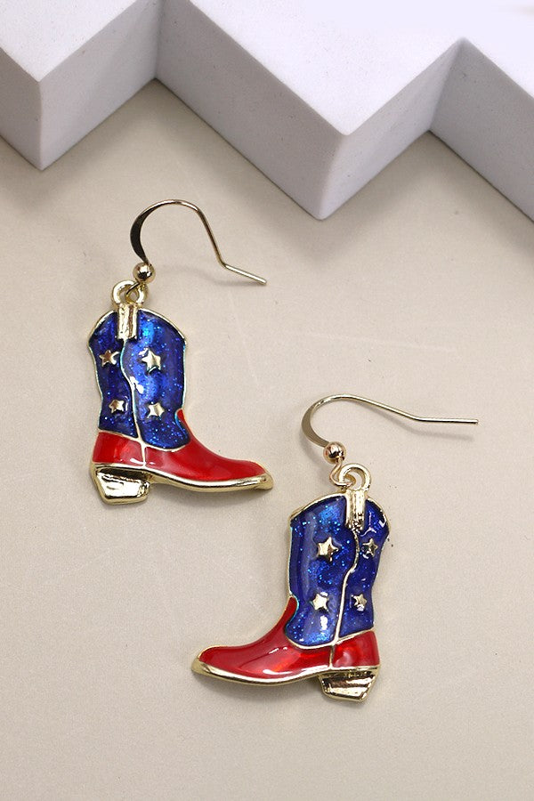 FOURTH OF JULY BOOT STAR WESTERN EARRINGS | 80E3090