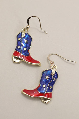 FOURTH OF JULY BOOT STAR WESTERN EARRINGS | 80E3090