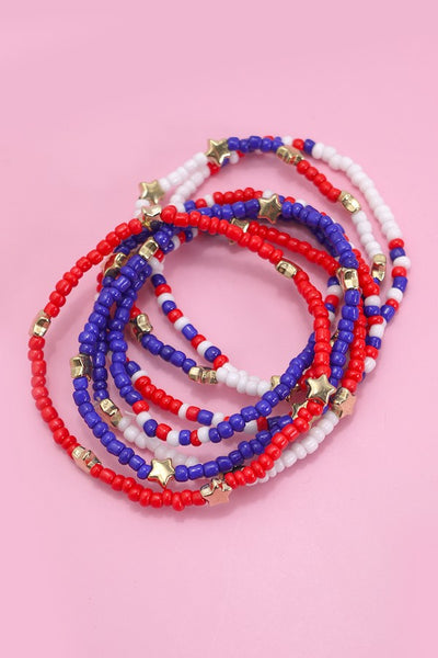 4TH OF JULY MULTI LAYER BEADED STAR BRACELETS | 10B113