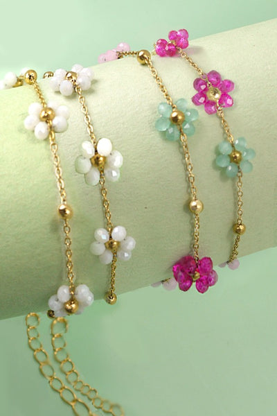 SUMMER MULTI BEADED FLOWER CHARM BRACELETS | 40B108