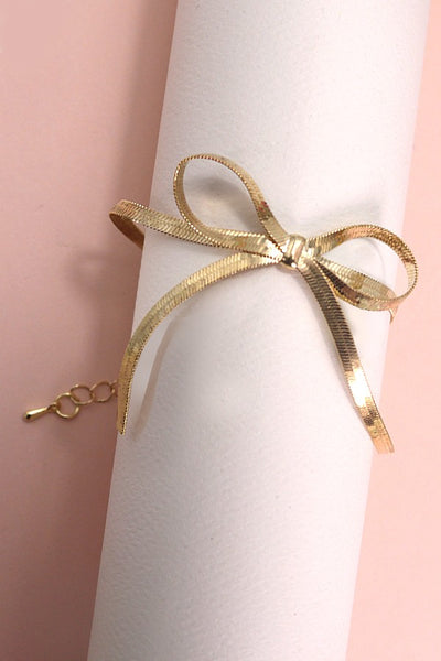 HERRINGBONE SNAKE CHAIN BOW BRACELET | 40B109