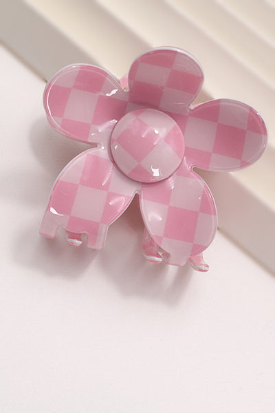 JUMBO CHECKER FLOWER HAIR CLAW CLIPS | 40H775