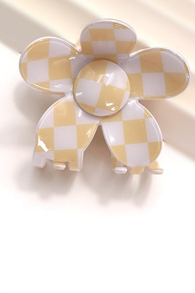 JUMBO CHECKER FLOWER HAIR CLAW CLIPS | 40H775