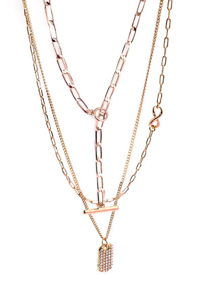 INFINITY PEARL DOG TAG MULTI LAYER NECKLACE | 80N562