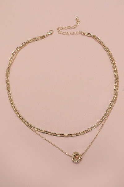 GOLD FLORAL BUD DOUBLE LAYER NECKLACE | 80N570