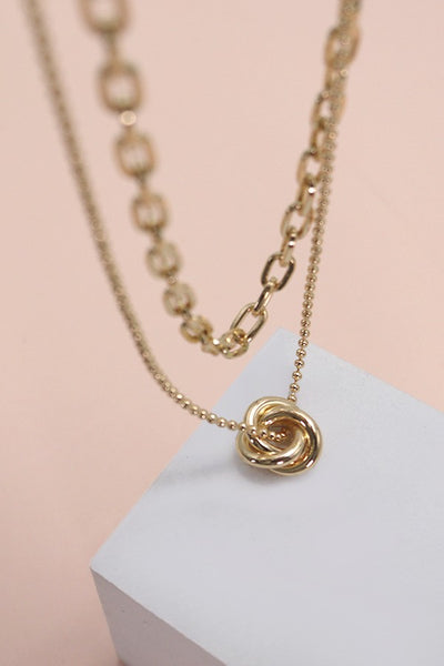 GOLD FLORAL BUD DOUBLE LAYER NECKLACE | 80N570