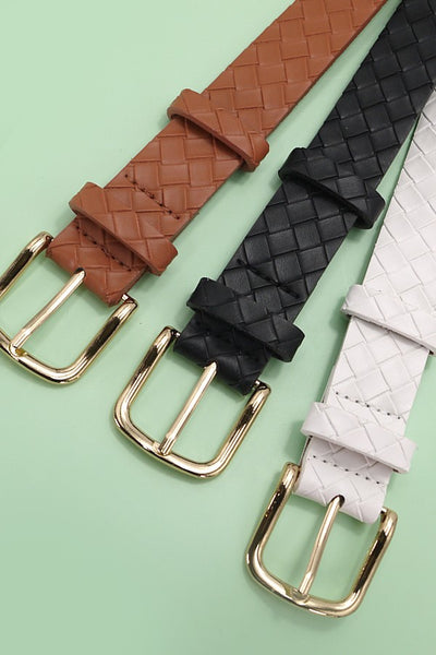 CLASSIC BRAIDED WEAVE GRID FAUX LEATHER BELT | 40BT633