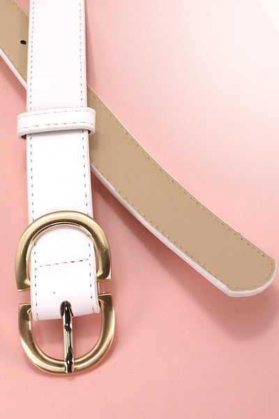 DOUBLE D BUCKLE FAUX LEATHER BELT | 40BT636