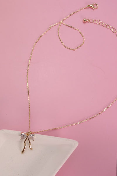 PETITE RHINESTONE BOW NECKLACE | 80N600