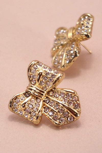 RHINESTONE BOW EARRINGS | 80E3244