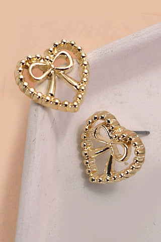 HEART BOW STUD EARRINGS | 80E3255