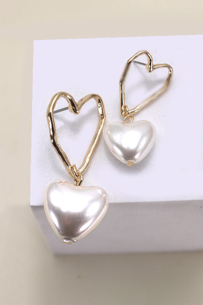 HAMMER HEART PEARL HEART DROP EARRINGS | 80E3222