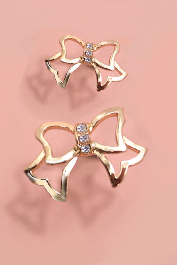 RHINESTONE CUT OUT BOW EARRINGS | 80E3209