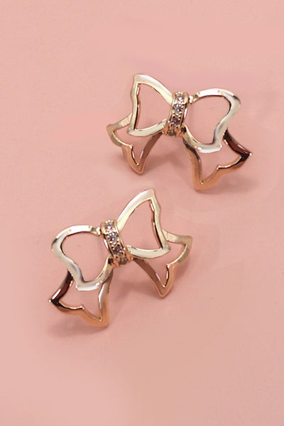 RHINESTONE CUT OUT BOW EARRINGS | 80E3209