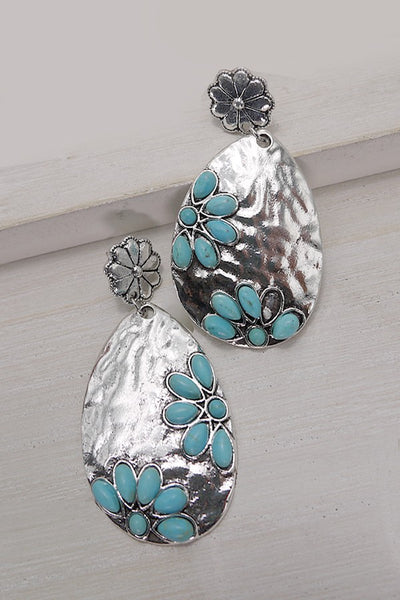 WESTERN FLORAL BOHO SILVER EARRINGS | 40E295