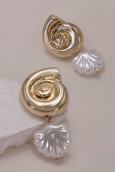 CONCH SEASHELL DROP EARRINGS | 31E24399