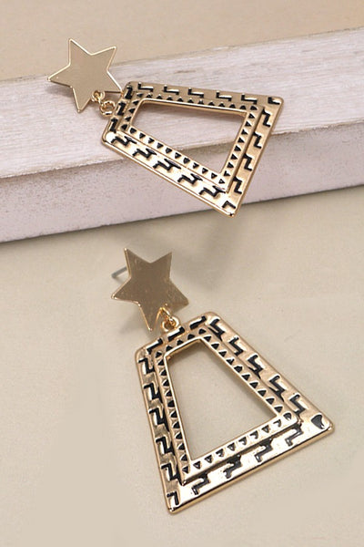 WESTERN TRAPEZOID STAT AZTEC DROP EARRING | 31E24426