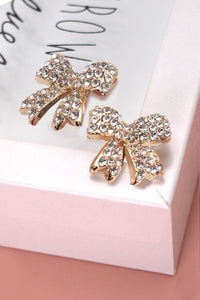 RHINESTONE BOW RIBBON  STUD EARRINGS | 31E24435