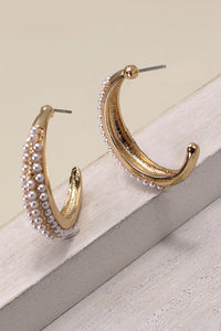 LUX PEARL STUDDED HOOP EARRINGS | 31E24443