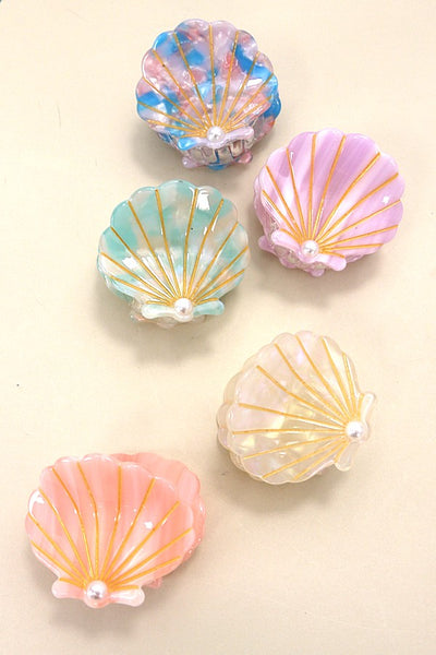 BEACH OCEAN CELLULOSE SEASHELL HAIR CLAW CLIPS | 40H782