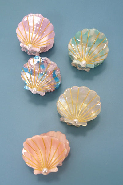 BEACH OCEAN CELLULOSE SEASHELL HAIR CLAW CLIPS | 40H782