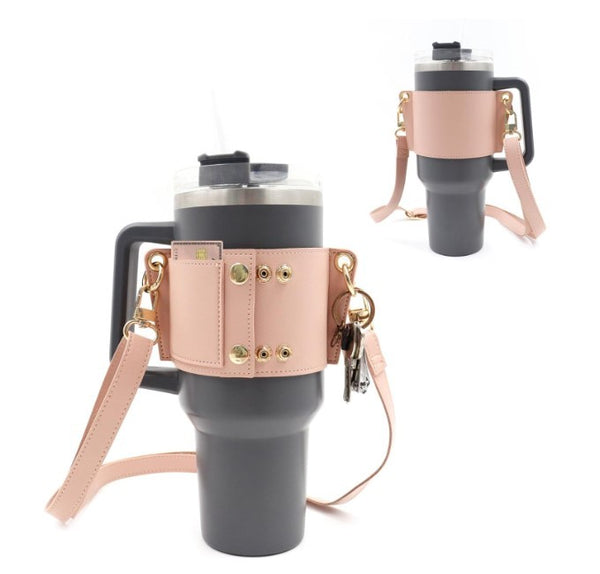 40OZ TUMBLER LEATHER STRAP POUCH WALLET HOLDER | 40P527