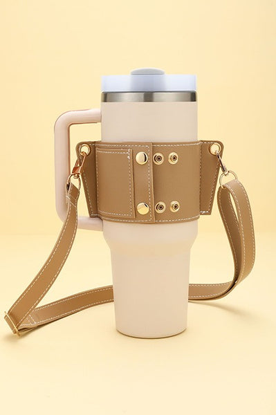 40OZ TUMBLER LEATHER STRAP POUCH WALLET HOLDER | 40P527