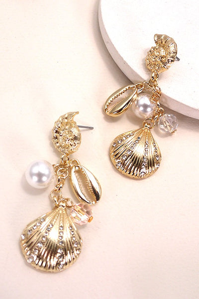 PUKA PEARL SEASHELL DROP EARRINGS | 80E3453