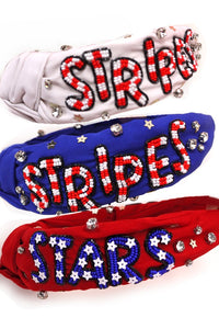 4TH OF JULY SEEDBEAD STARS STRIPES HEADBAND | 91HB5258