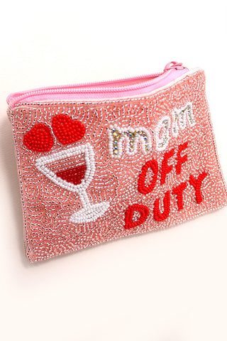 MOM OFF DUTY SEEDBEAD COIN PURSE POUCH | 91CP624