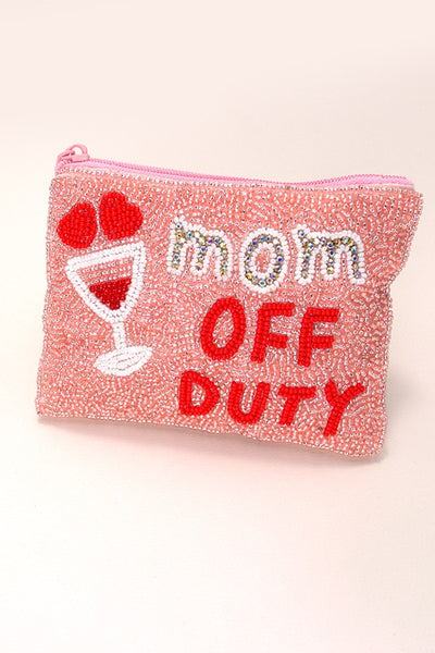 MOM OFF DUTY SEEDBEAD COIN PURSE POUCH | 91CP624