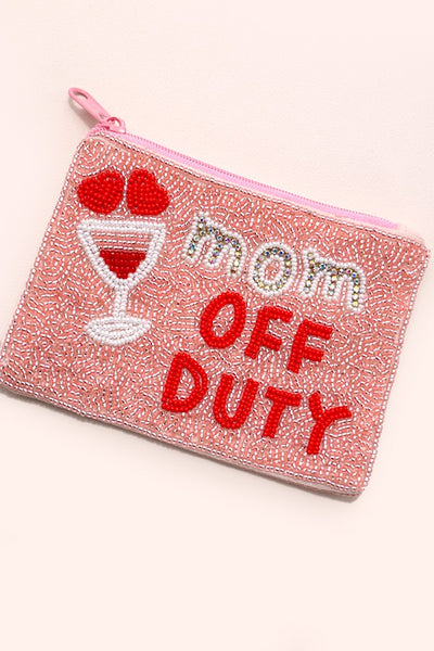 MOM OFF DUTY SEEDBEAD COIN PURSE POUCH | 91CP624