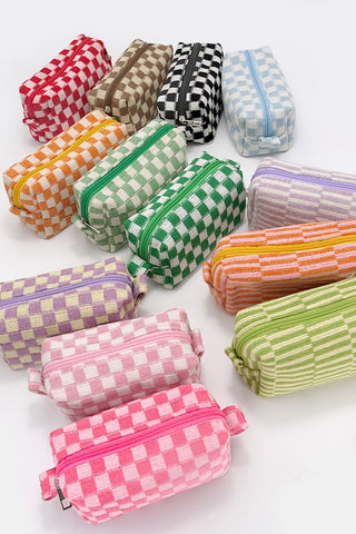 CHECKER MAKEUP POUCH BAG | 40P522