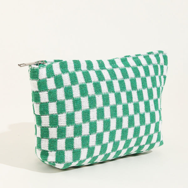 TRAVEL CHECKER COSMETIC MAKEUP POUCH CLUTCH BAG | 40P528