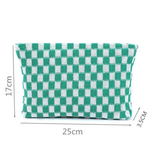 TRAVEL CHECKER COSMETIC MAKEUP POUCH CLUTCH BAG | 40P528