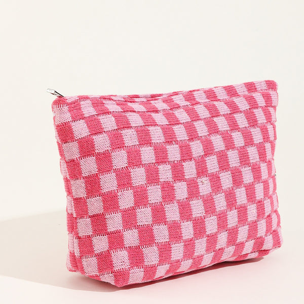 TRAVEL CHECKER COSMETIC MAKEUP POUCH CLUTCH BAG | 40P528