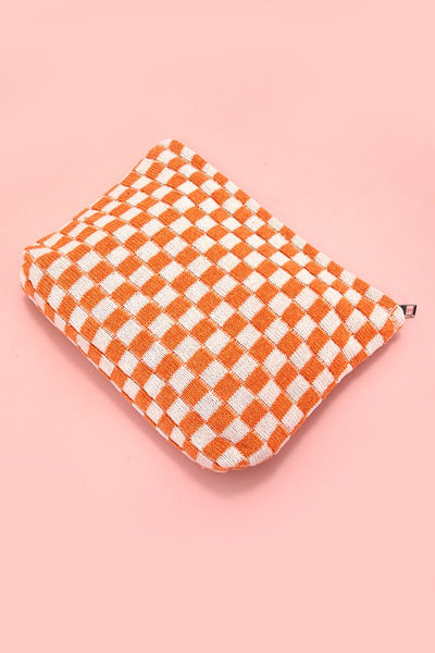 TRAVEL CHECKER COSMETIC MAKEUP POUCH CLUTCH BAG | 40P528