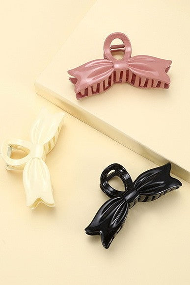 LARGE BOW RIBBON SHINY HAIR CLAW CLIPS | 40H783