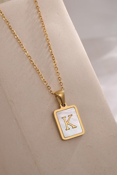 MOP  INITIAL STAINLESS STEEL TARNISH FREE NECKLACE | 40NK314