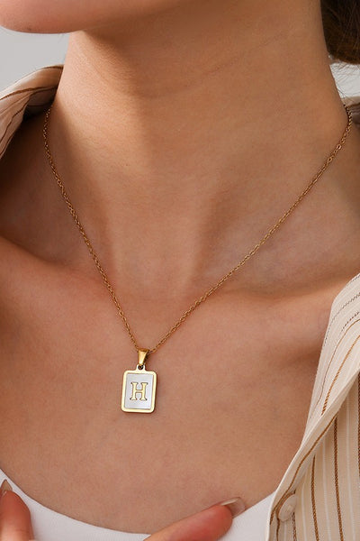 MOP  INITIAL STAINLESS STEEL TARNISH FREE NECKLACE | 40NK314