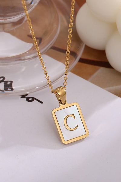 MOP  INITIAL STAINLESS STEEL TARNISH FREE NECKLACE | 40NK314