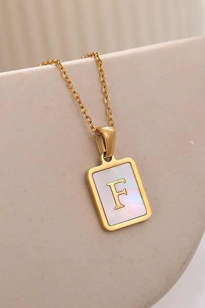 MOP  INITIAL STAINLESS STEEL TARNISH FREE NECKLACE | 40NK314