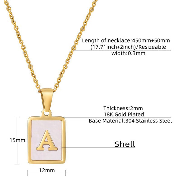 MOP  INITIAL STAINLESS STEEL TARNISH FREE NECKLACE | 40NK314