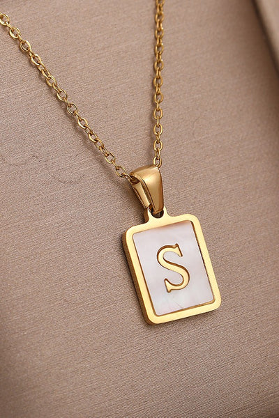 MOP  INITIAL STAINLESS STEEL TARNISH FREE NECKLACE | 40NK314