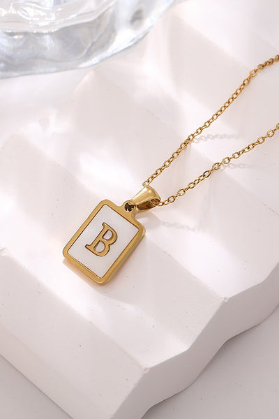 MOP  INITIAL STAINLESS STEEL TARNISH FREE NECKLACE | 40NK314