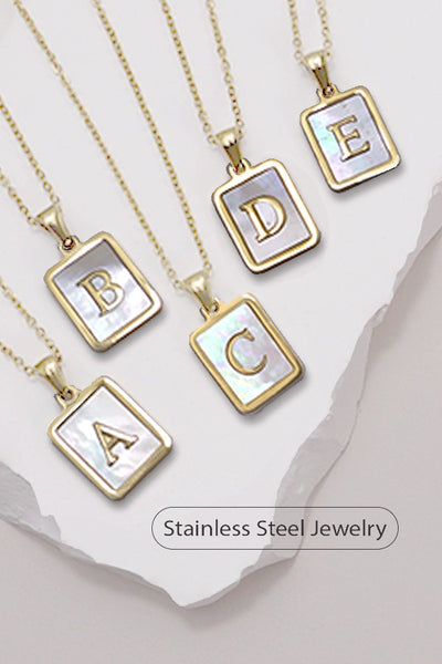 MOP  INITIAL STAINLESS STEEL TARNISH FREE NECKLACE | 40NK314