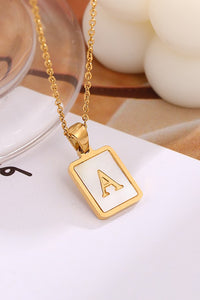 MOP  INITIAL STAINLESS STEEL TARNISH FREE NECKLACE | 40NK314