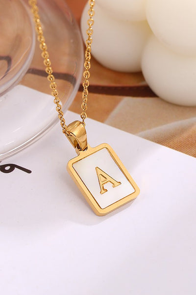 MOP  INITIAL STAINLESS STEEL TARNISH FREE NECKLACE | 40NK314